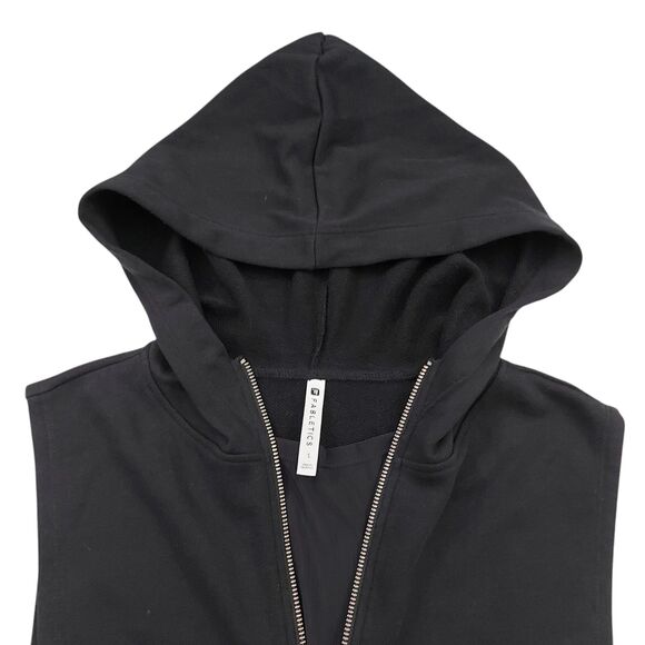 Fabletics Hooded Vest Womens Small Black Terrycloth 1/2 Zip Side Snap Athletic - Picture 4 of 11